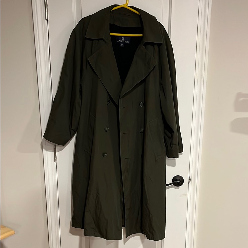 London Fog Olive Double-Breasted Coat